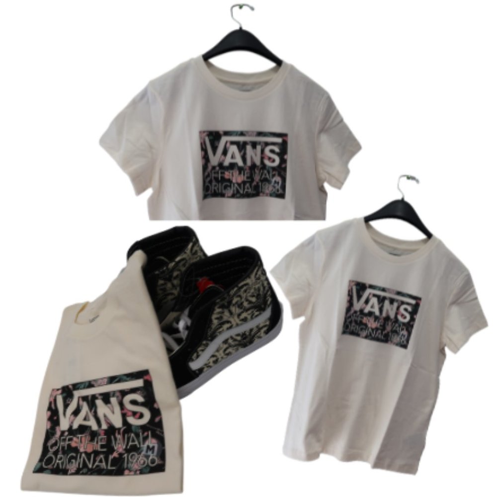 Women's Vans Lineage SS Crew-B W T-Shirt (Size Medium)